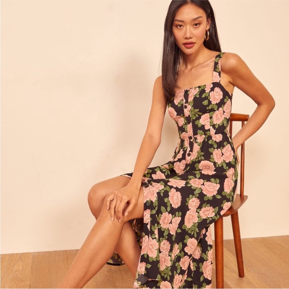 Reformation Saltillo Sundress Rosalia Floral Midi Button Front Smocked Back 6
